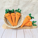 Crochet Carrots Play Food Vegetable Pattern, Amigurumi Food Downloadable Patterns
