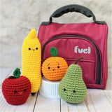 Crochet Fruit Patterns, Apple, Banana, Pear, and Orange Amigurumi Beginner Patterns